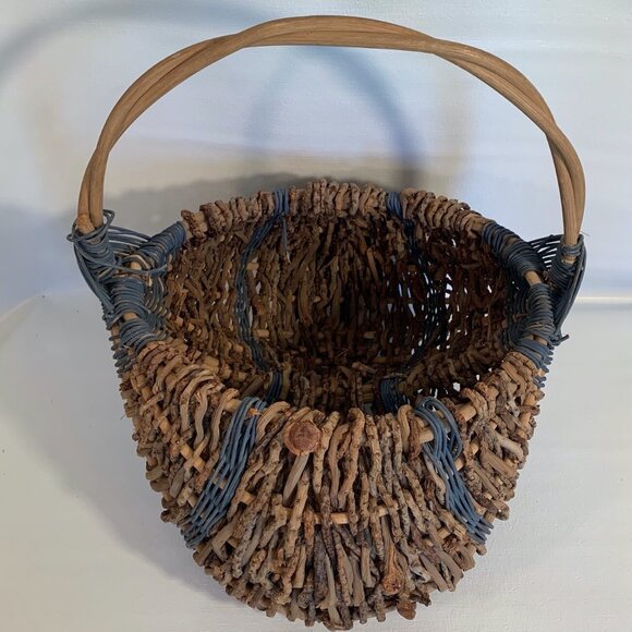 VTG Buttocks Basket Egg Gathering Hand Woven Primitive Rustic Gods Eye Large 16" - Picture 13 of 16